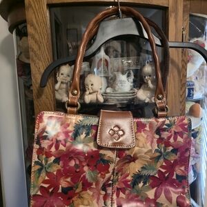 Floral Women's Bag with Brown Accents